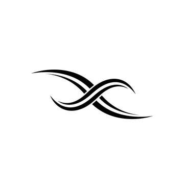 Abstract Black Wave Swoosh Line Art Tattoo Design