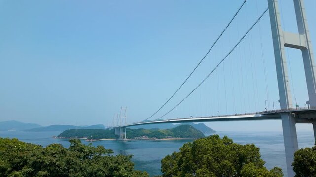Kurushima Kaikyo Bridge Across the Seto Inland Sea in Imabari, Japan