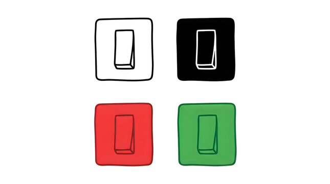 Flat icons of light switch on colored backgrounds