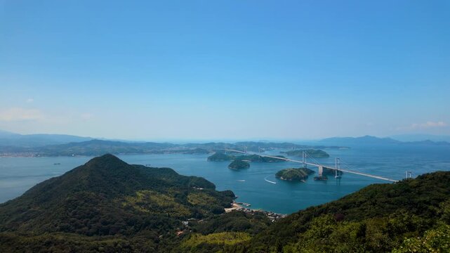 Kurushima Kaikyo Bridge Across the Seto Inland Sea in Imabari, Japan