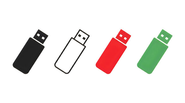 Four colored usb flash drives
