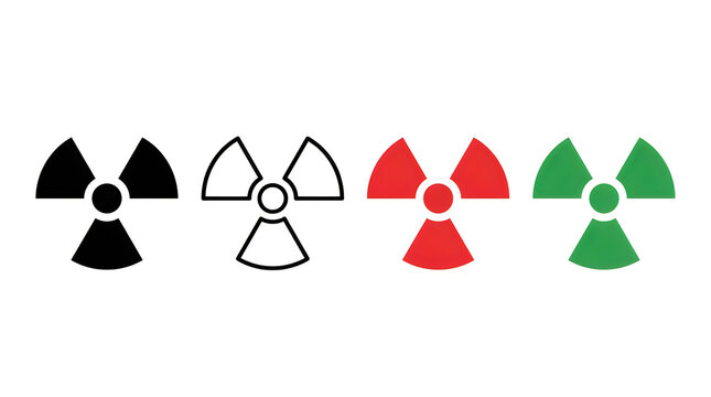 Radioactive warning symbol variations icon set