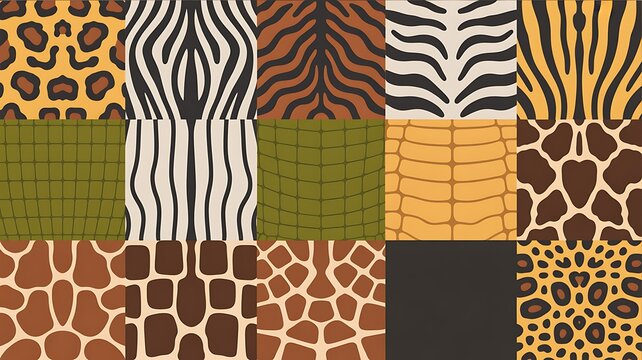 Collection of 16 vector skin animal texture