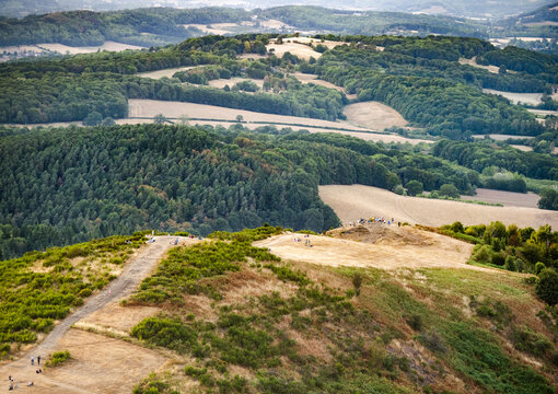 End Hill,at Malvern Hills during a drought,on the day of Solar Eclipse,Worcestershire,UK.