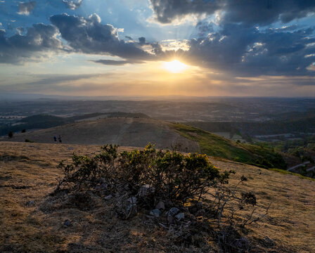 Malvern Hills sunset,on the day of UK Solar Eclipse 2026,Malvern,Worcestershire,England,UK