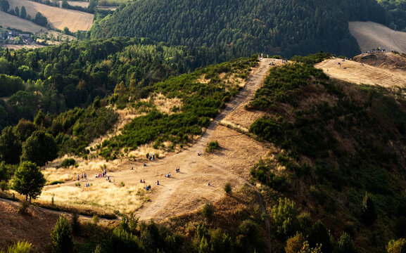 Malvern Hills during a drought,on the day of Solar Eclipse,Worcestershire,UK.