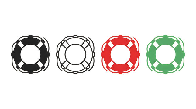 Four colorful life buoy icons in a row