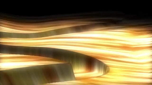 Golden lines of light move smoothly, enhanced by a 3D depth effect and futuristic lighting, creating a luxurious, elegant, and modern feel.
