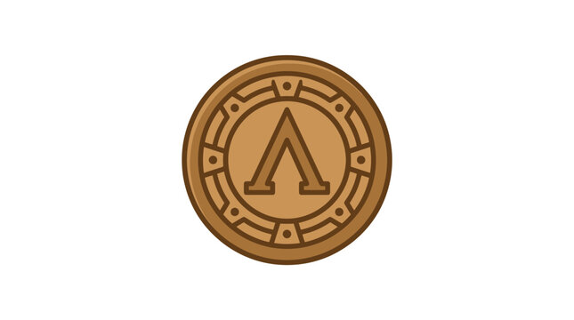 Bronze Spartan shield with lambda symbol icon.
