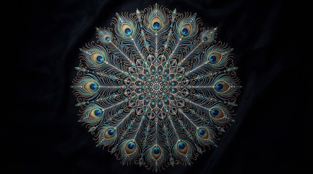 Indian mandala pattern featuring intricate geometric symmetry and traditional floral ornaments ornament decorative traditional