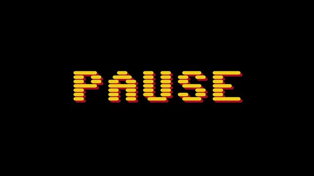 Retro Game Pause Screen with Pixelated Text and Dark Background for a Vintage Gaming Experience
