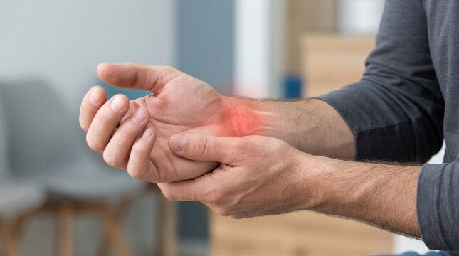 Wrist Pain and Joint Inflammation Concept with Highlighted Anatomic Pain Area