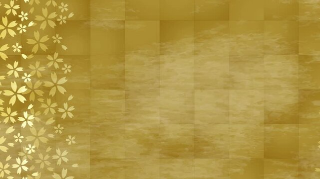 Golden Japanese Folding Screen with Cherry Blossoms 4K