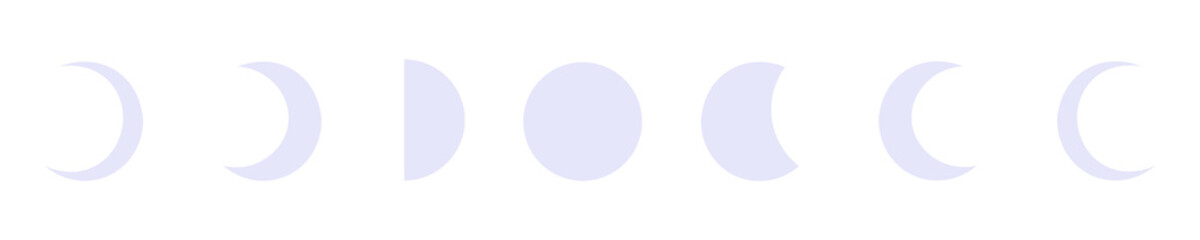 Lavender Moon Phase Illustration Set Isolated on Transparent Background PNG Lunar Vector Symbols © House of Designs
