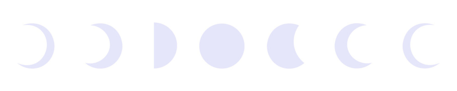 Lavender Moon Phase Illustration Set Isolated on Transparent Background PNG Lunar Vector Symbols