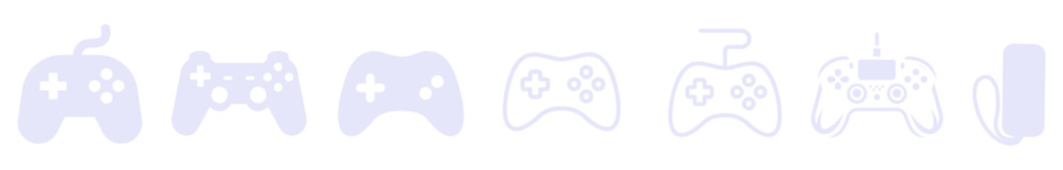 Lavender Game Controller Icons Set Isolated on Transparent Background PNG Gaming Joystick Symbols © House of Designs