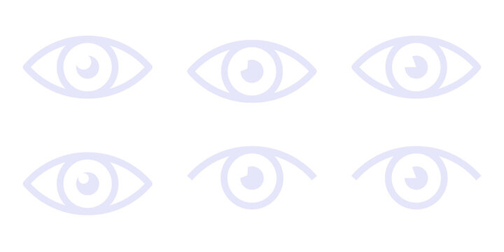 Lavender Flat Eye Icon Set Isolated on Transparent Background PNG Vision Sight Vector Symbols