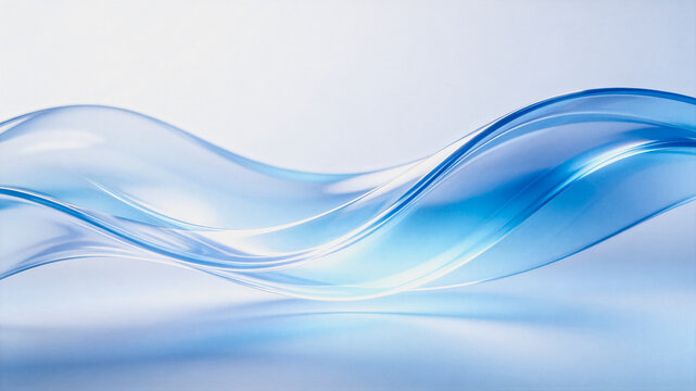 A delicate, translucent light blue abstract wave flows smoothly against a pale neutral backdrop, forming a serene modern graphic design.