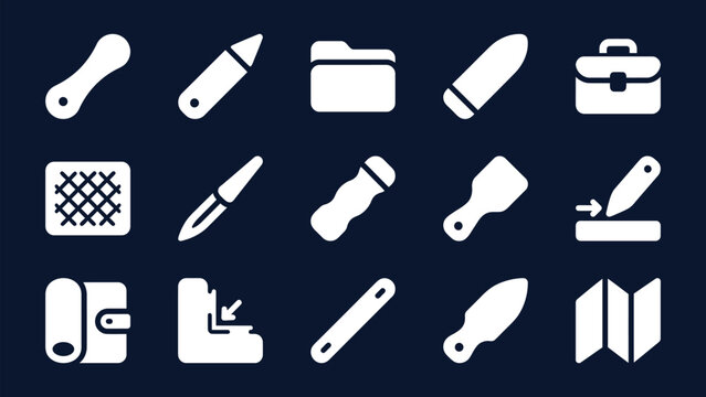 Leathercraft tool icons minimal flat vector illustration