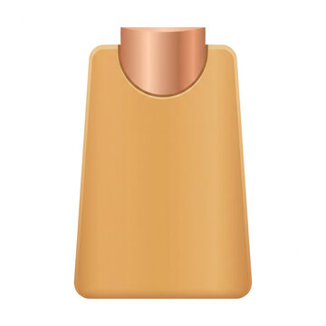 Un flacone cosmetico vuoto di colore beige con tappo metallico color rame, ideale per il design di packaging di prodotti per la cura della pelle, lozione o crema idratante.