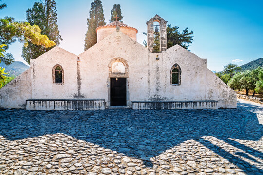 Panagia Kera church facade and entrance, Kritsa, Crete, Greece