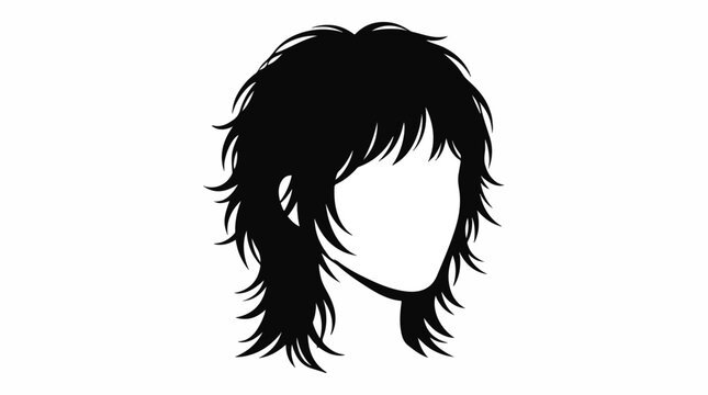 Shaggy mullet hairstyle silhouette vector