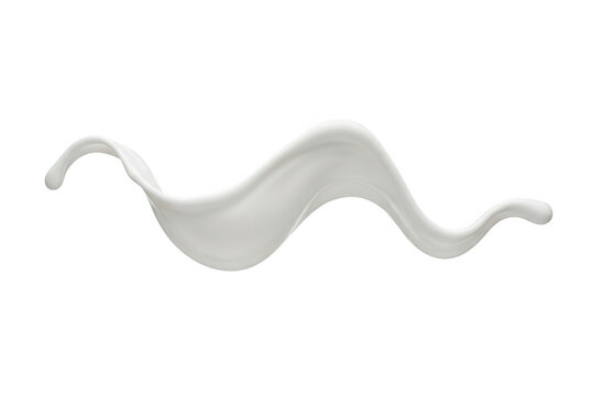 Elegante schizzo di latte bianco isolato su sfondo bianco, forma fluida e dinamica perfetta per pubblicit&agrave; di prodotti lattiero-caseari e bevande salutari.