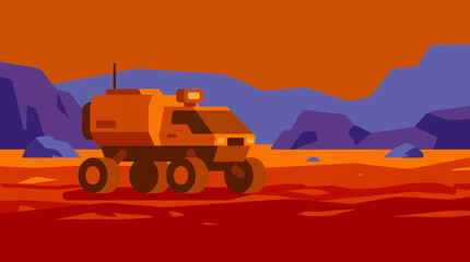 Fototapeta premium Mars Rover Exploring The Red Planet's Surface