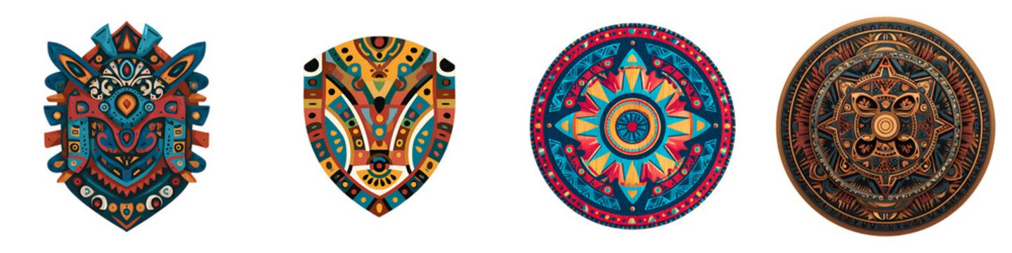 Ethnic Ornament Collection: Colorful Tribal Designs in Geometric Style