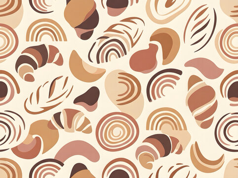 Seamless pattern with various bakery items like croissants and bread in warm tones croissant pattern pastry pattern food pattern bakery background baking pattern sweet pattern
