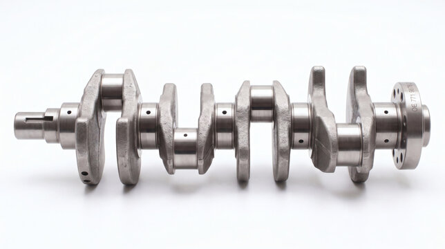 Automotive Engine Crankshaft Isolated On White Background For Vehicle Engine Repair Replacement And Mechanical Engineering