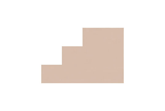 Icono de escalera minimalista de color beige suave sobre un fondo blanco limpio, dise&ntilde;o gr&aacute;fico vectorial plano que representa crecimiento, progreso, &eacute;xito y metas, ideal para presentaciones de