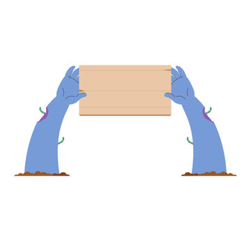 signboard copy space with zombie hand for halloween element design