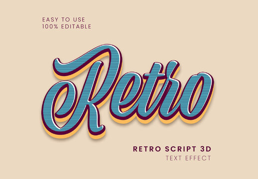 Retro Script 3D Text Effect