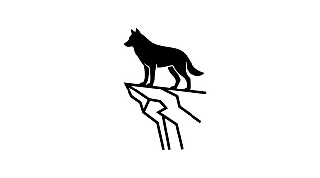 Wolf standing on cliff edge silhouette