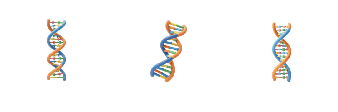 DNA Double Helix Strand PNG Vector Set, Genetics & Biotechnology Cutout Collection, Science & Medicine Graphic Asset, Isolated Molecular Structure Clipart Pack, Biology & Research Illustration for Sto