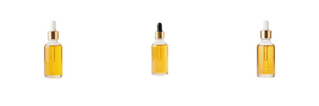 Amber Glass Dropper Bottle PNG Vector Set, Golden Cosmetic Oil Serum Cutout Collection, Essential Oil Bottle Graphic Asset, Isolated Skincare Container Clipart Pack, Beauty & Spa Illustration for Stoc