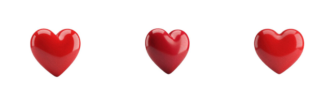 Glossy 3D Red Heart PNG Vector Set, Valentine Day Love Icon Cutout Collection, Shiny Romance & Heart Shape Graphic Asset, Isolated Red Heart Symbol Clipart Pack, Wedding & Romance Illustration for Sto