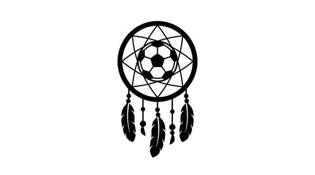Dreamcatcher with soccer ball silhouette on white background
