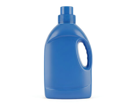 Blue plastic bottle for laundry detergent or soap isolated on white background