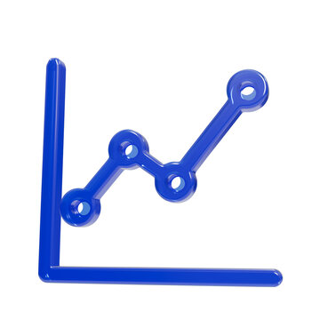 Glossy blue 3d growth line chart showing upward financial trends on black background, 3d blue chart, growth graph isolated on a transparent background