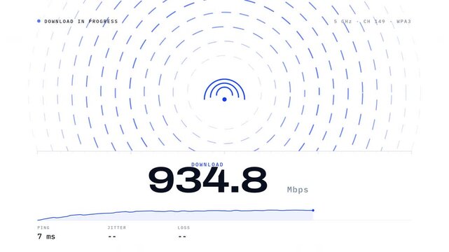 Wifi speed test for downloading and uploading file in white background 