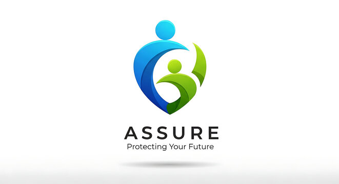 Abstract logo design featuring a parent and child silhouette representing care and protection.