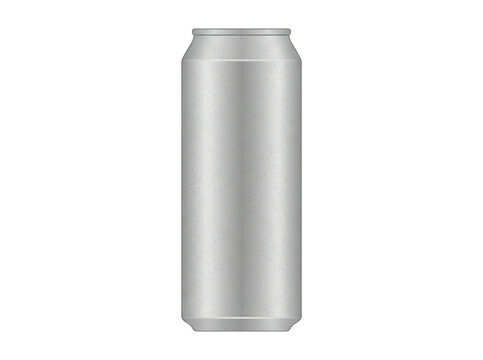 Eine leere, silberne Aluminiumdose f&uuml;r Getr&auml;nke isoliert auf wei&szlig;em Hintergrund, perfekt als Vorlage f&uuml;r Produktdesign, Branding-Mockups oder Werbegrafiken f&uuml;r Bier, Limonade oder Energy-Drinks.