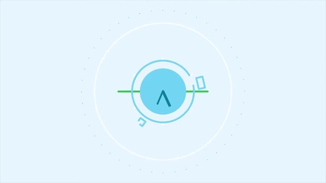 Animated smiley face graphic morphing into a rotating stopwatch timer for digital interface design project in this motion graphic footage