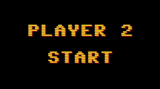 Start Game Player 2 Ready for Action Screen Display Retro Pixelated Video Game Text on Black Background