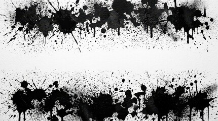 Fototapeta premium Abstract Black Ink Splatter Border on White Background for Creative Design Projects and Artistic Backgrounds