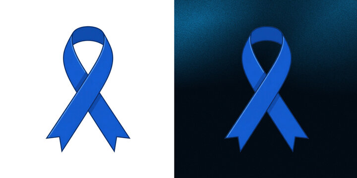 Blue awareness ribbon symbol flat illustration