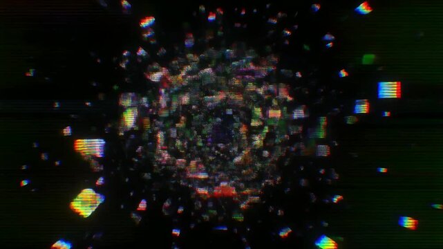 画素が砕けるように崩れ落ちるデジタル画像