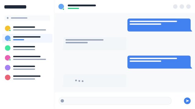 Minimalist Chat Application Interface and Messaging Dashboard Vector Illustration Template